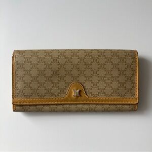 Celine Triomphe Macadam Vintage Wallet Long Snap Kisslock